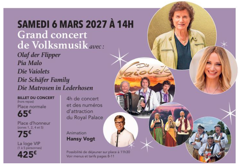 Kirrwiller - France - Music Hall mit Olaf der Flipper,
 Pia Malo,
 Die Vaiolets,
 Die Schäfer Family und Hansy Vogt